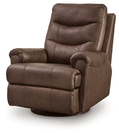 Flynwood Espresso Swivel Glider Recliner - Ornate Home