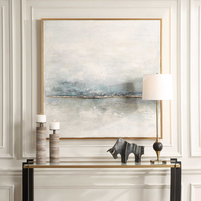 Foggy Morning Black/Blue/White Abstract Art - Ornate Home