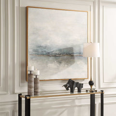Foggy Morning Black/Blue/White Abstract Art - Ornate Home