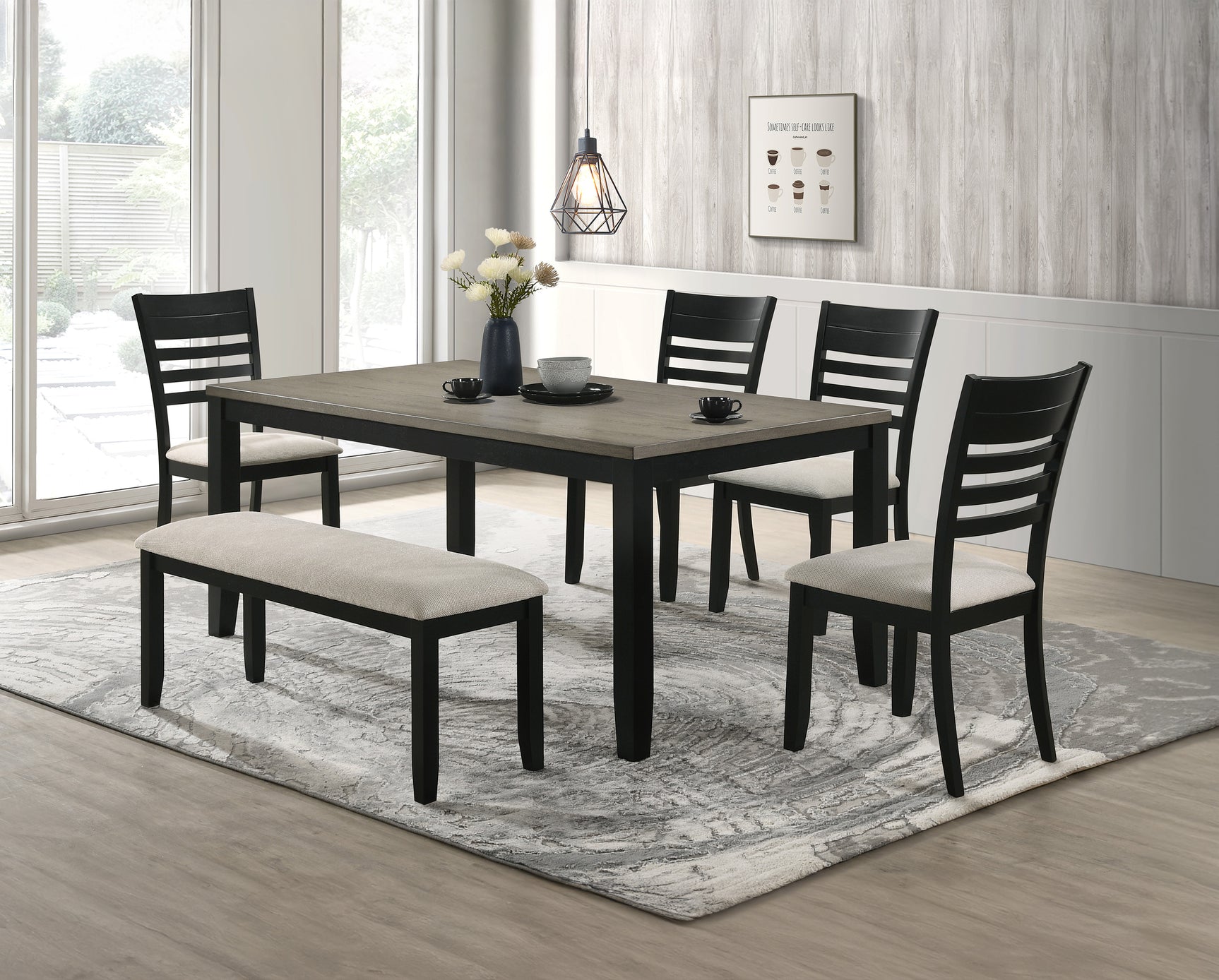 Folio Black/Neutral Dining Set - Ornate Home