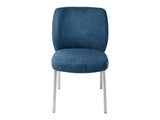 Fomo Chenille-upholstered Stainless Steel Base Dining Chair in Azure (Set of 2) - Ornate Home