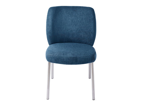 Fomo Chenille-upholstered Stainless Steel Base Dining Chair in Azure (Set of 2) - Ornate Home