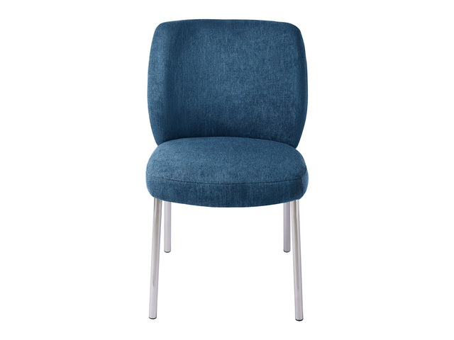 Fomo Chenille-upholstered Stainless Steel Base Dining Chair in Azure (Set of 2) - Ornate Home