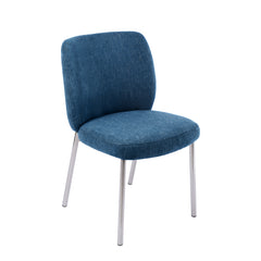 Fomo Chenille-upholstered Stainless Steel Base Dining Chair in Azure (Set of 2) - Ornate Home