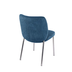 Fomo Chenille-upholstered Stainless Steel Base Dining Chair in Azure (Set of 2) - Ornate Home
