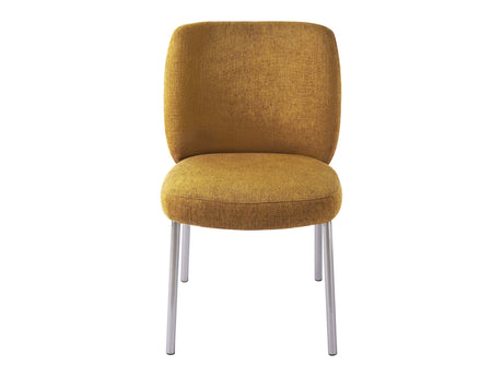 Fomo Chenille-upholstered Stainless Steel Base Dining Chair in Pineapple (Set of 2) - Ornate Home