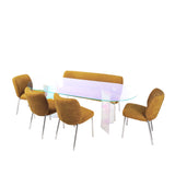 Fomo Chenille-upholstered Stainless Steel Base Settee in Pineapple - Ornate Home