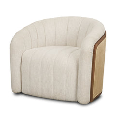 Fonda Cream/Natural Fabric Jute Swivel Accent Chair - Ornate Home