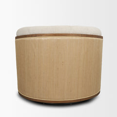 Fonda Cream/Natural Fabric Jute Swivel Accent Chair - Ornate Home
