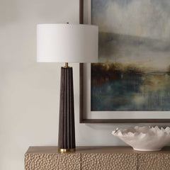 Forage Brown/Gold Dark Scalloped Table Lamp - Ornate Home