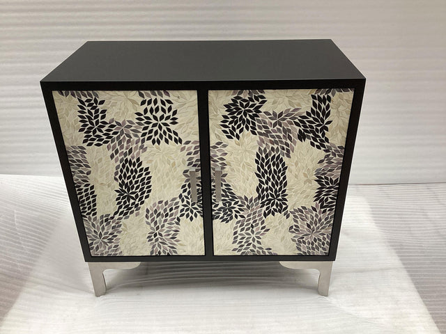 Forbes Black 2-door Bone Inlay Mosaic Accent Storage Cabinet - Ornate Home