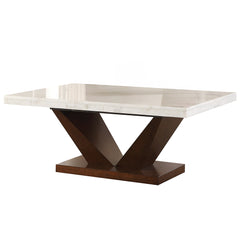 Forbes White Marble & Walnut Coffee Table - Ornate Home