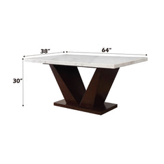 Forbes White Marble & Walnut Dining Table - Ornate Home
