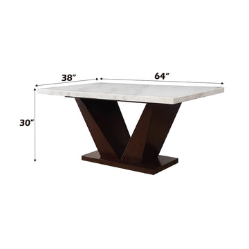 Forbes White Marble & Walnut Dining Table - Ornate Home