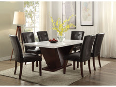 Forbes White Marble & Walnut Dining Table - Ornate Home