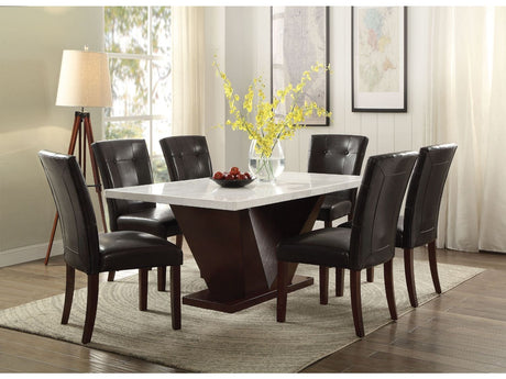 Forbes White Marble & Walnut Dining Table - Ornate Home