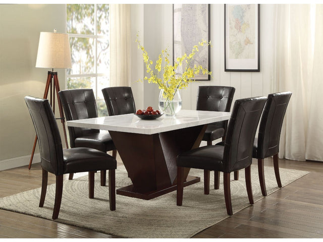 Forbes White Marble & Walnut Dining Table - Ornate Home