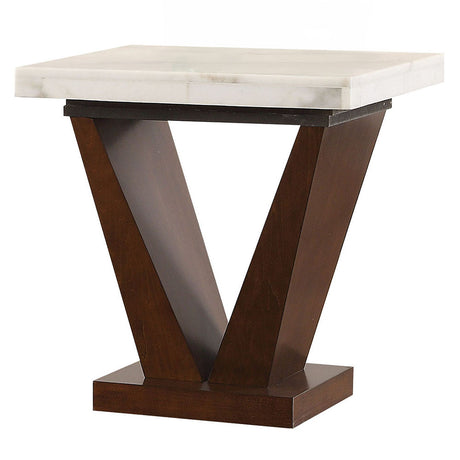 Forbes White Marble & Walnut End Table - Ornate Home
