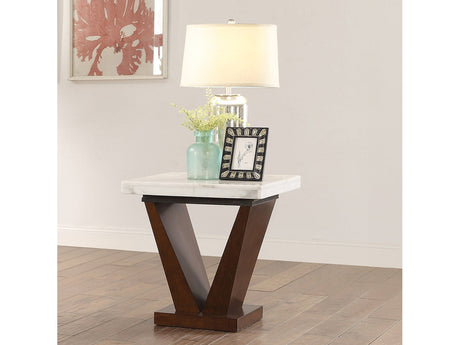 Forbes White Marble & Walnut End Table - Ornate Home