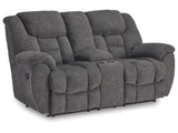 Foreside Charcoal Reclining Loveseat w/Console (Online Special Price) - Ornate Home