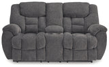 Foreside Charcoal Reclining Loveseat w/Console (Online Special Price) - Ornate Home