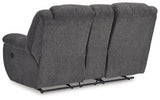Foreside Charcoal Reclining Loveseat w/Console (Online Special Price) - Ornate Home