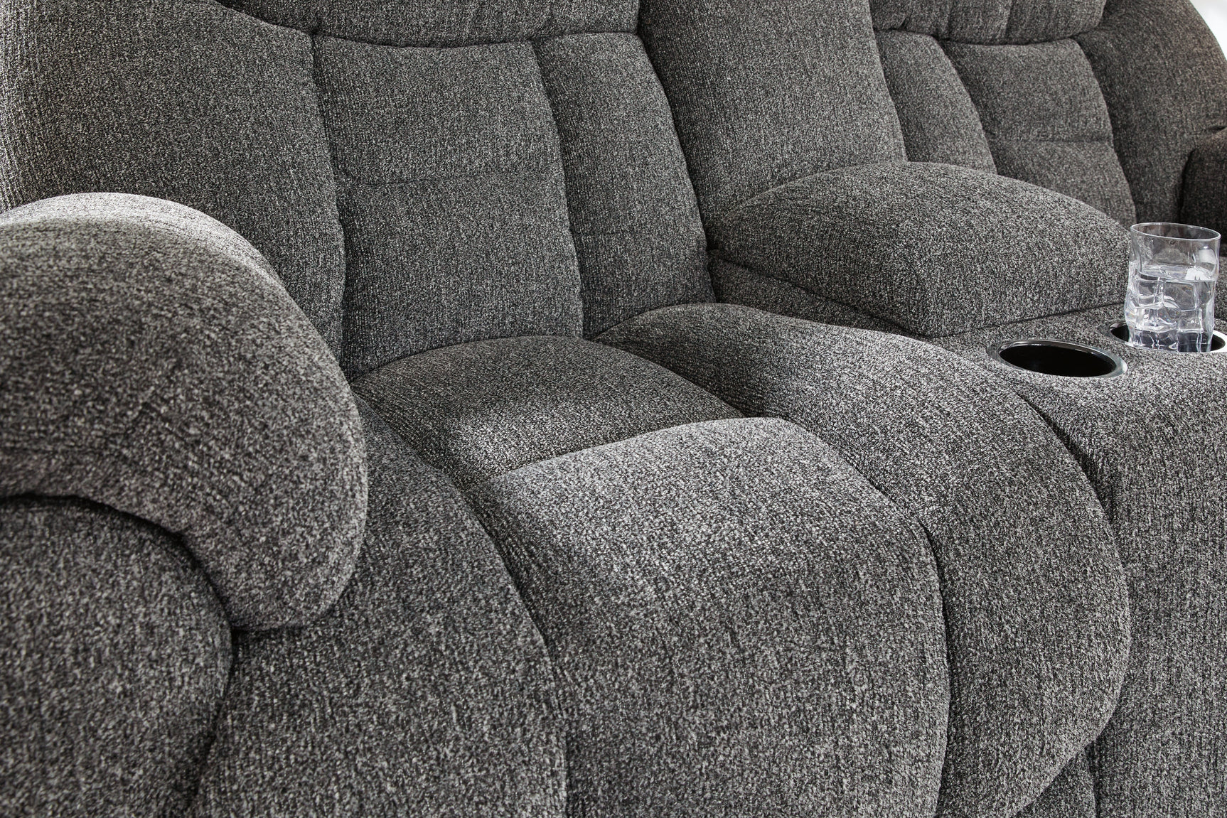 Foreside Charcoal Reclining Loveseat w/Console (Online Special Price) - Ornate Home