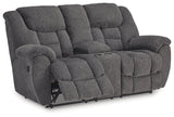 Foreside Charcoal Reclining Loveseat w/Console - Ornate Home