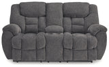 Foreside Charcoal Reclining Loveseat w/Console - Ornate Home