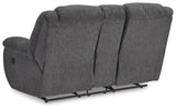 Foreside Charcoal Reclining Loveseat w/Console - Ornate Home