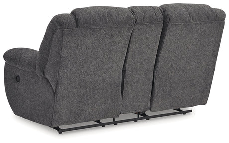 Foreside Charcoal Reclining Loveseat w/Console - Ornate Home