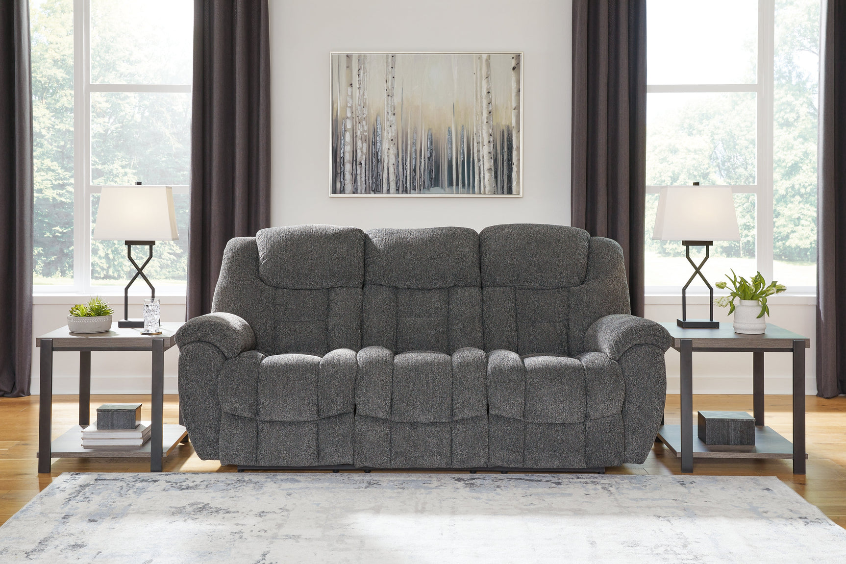 Foreside Charcoal Reclining Sofa and Loveseat (Online Special Price) - Ornate Home