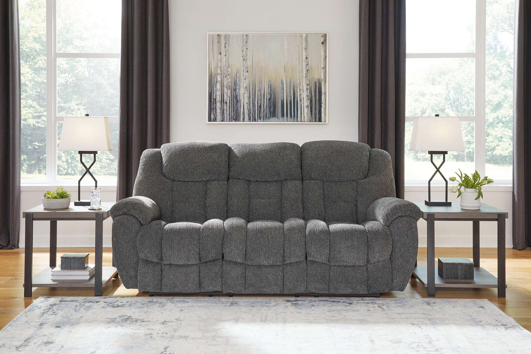 Foreside Charcoal Reclining Sofa and Loveseat - Ornate Home