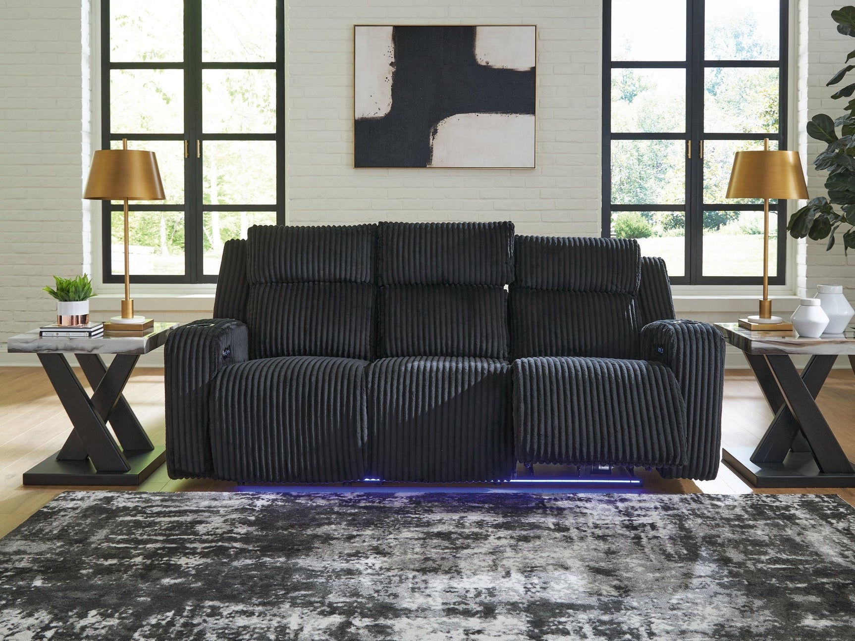 Forest Lake Black Power Reclining Sofa (Online Special Price) - Ornate Home