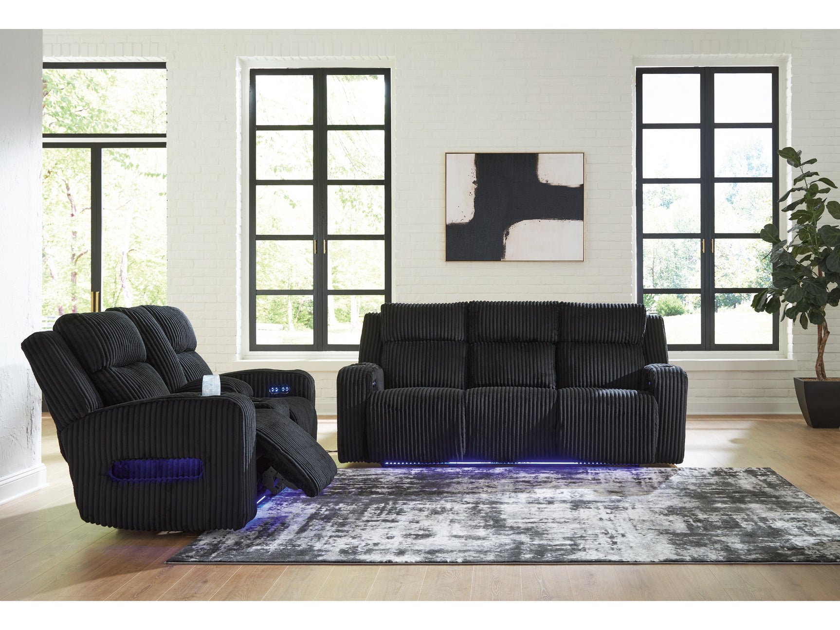 Forest Lake Black Power Reclining Sofa and Loveseat - Ornate Home