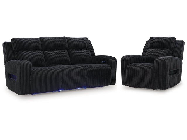Forest Lake Black Power Reclining Sofa and Power Recliner (Online Special Price) - Ornate Home