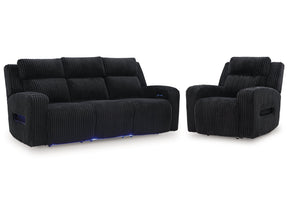 Forest Lake Black Power Reclining Sofa and Power Recliner - Ornate Home