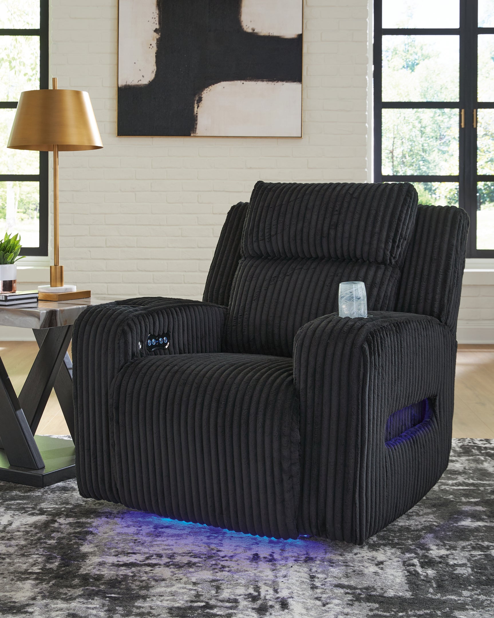 Forest Lake Black Power Reclining Sofa and Power Recliner - Ornate Home