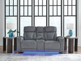 Forest Lake Steel-Performance Fabric Dual Power Reclining Loveseat with Console - Ornate Home