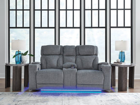Forest Lake Steel-Performance Fabric Dual Power Reclining Loveseat with Console - Ornate Home