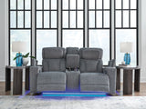 Forest Lake Steel-Performance Fabric Dual Power Reclining Loveseat with Console - Ornate Home