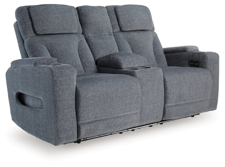 Forest Lake Steel-Performance Fabric Dual Power Reclining Loveseat with Console - Ornate Home