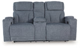Forest Lake Steel-Performance Fabric Dual Power Reclining Loveseat with Console - Ornate Home