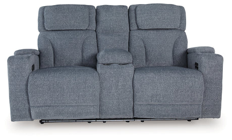 Forest Lake Steel-Performance Fabric Dual Power Reclining Loveseat with Console - Ornate Home