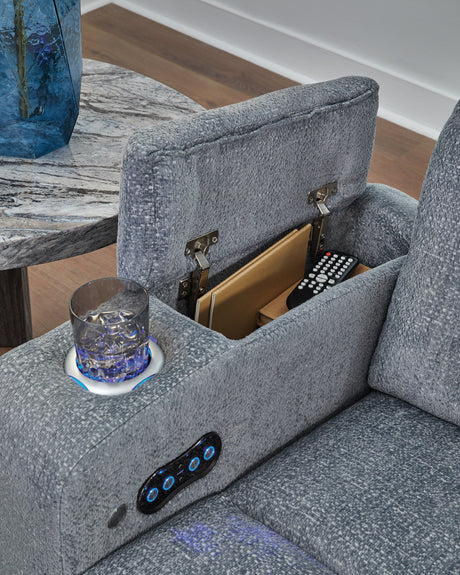 Forest Lake Steel-Performance Fabric Dual Power Reclining Loveseat with Console - Ornate Home