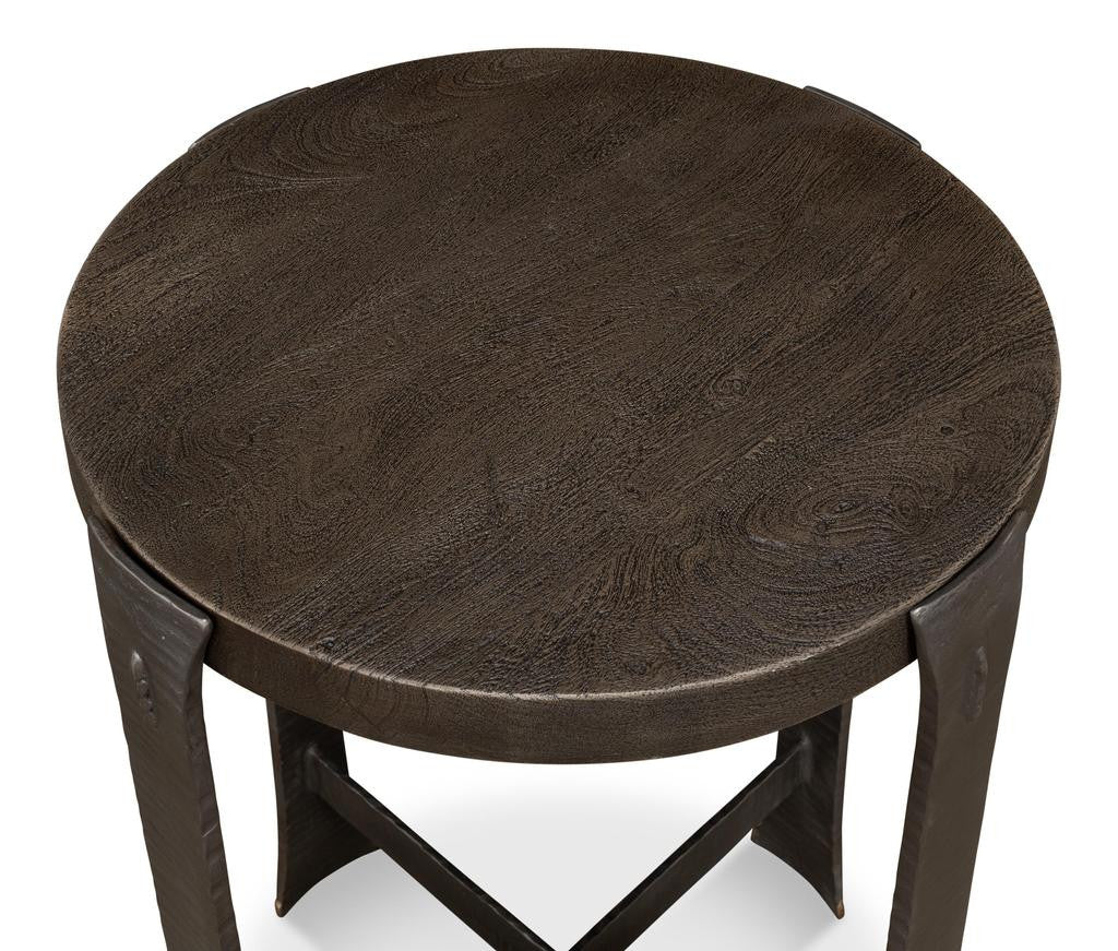 Forged Slats Grey Side Table - Ornate Home