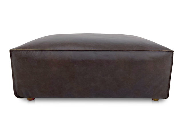 Form Espresso Brown Leather Ottoman - Ornate Home