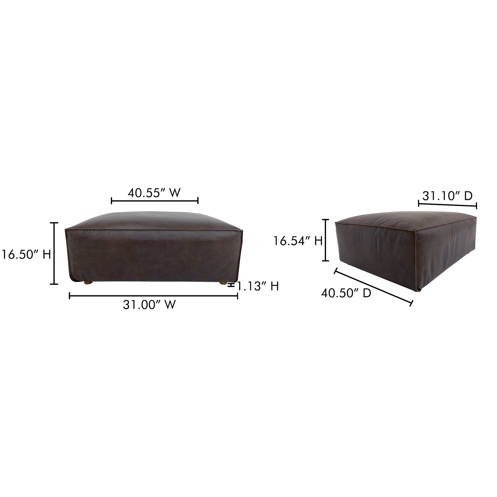 Form Espresso Brown Leather Ottoman - Ornate Home