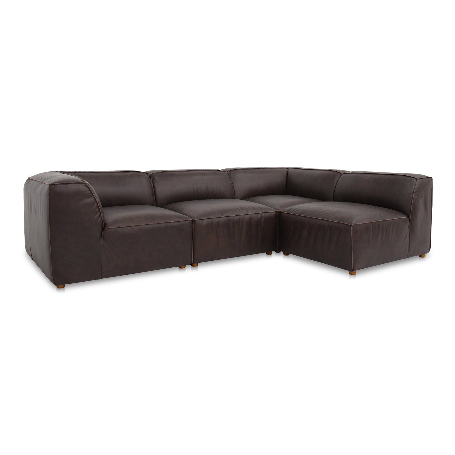 Form Espresso Brown Leather Signature Modular Sectional - Ornate Home