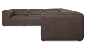 Form Slate Brown Leather Classic L-Shaped Modular Sectional - Ornate Home